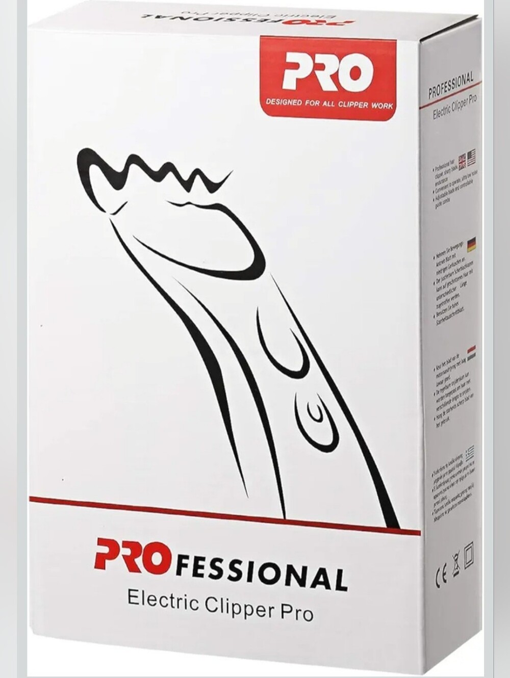 PROFESSIONAL Electric Clipper Pro - White Box with Red/Black Accents